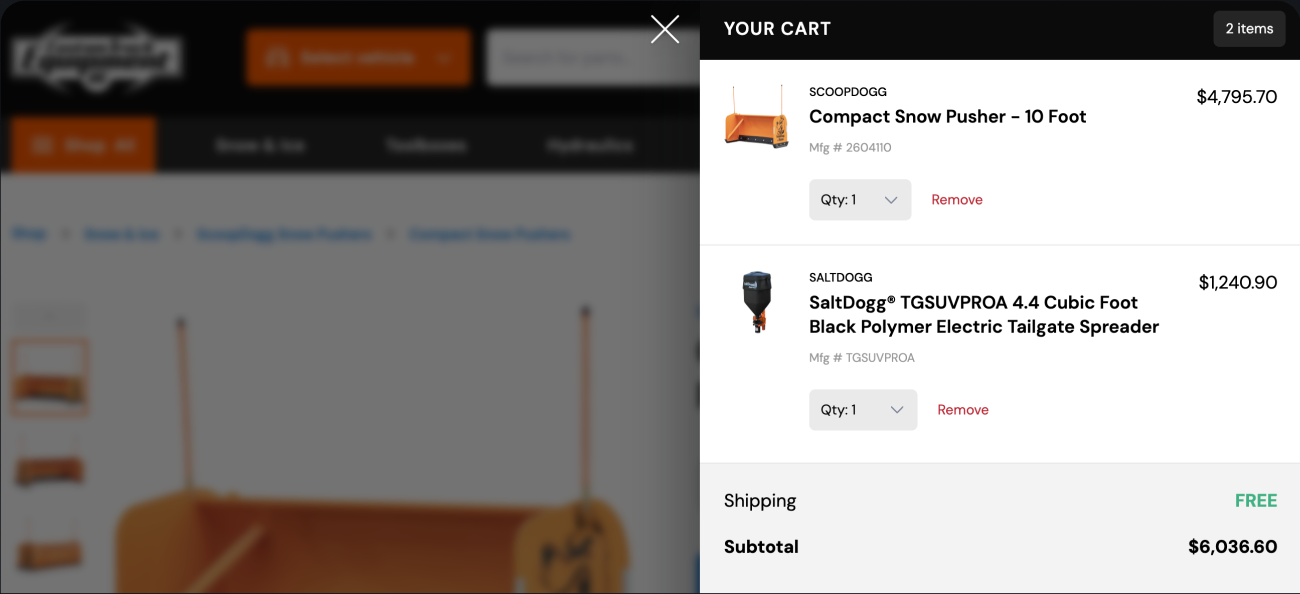 Custom Truck Equipment shopping cart