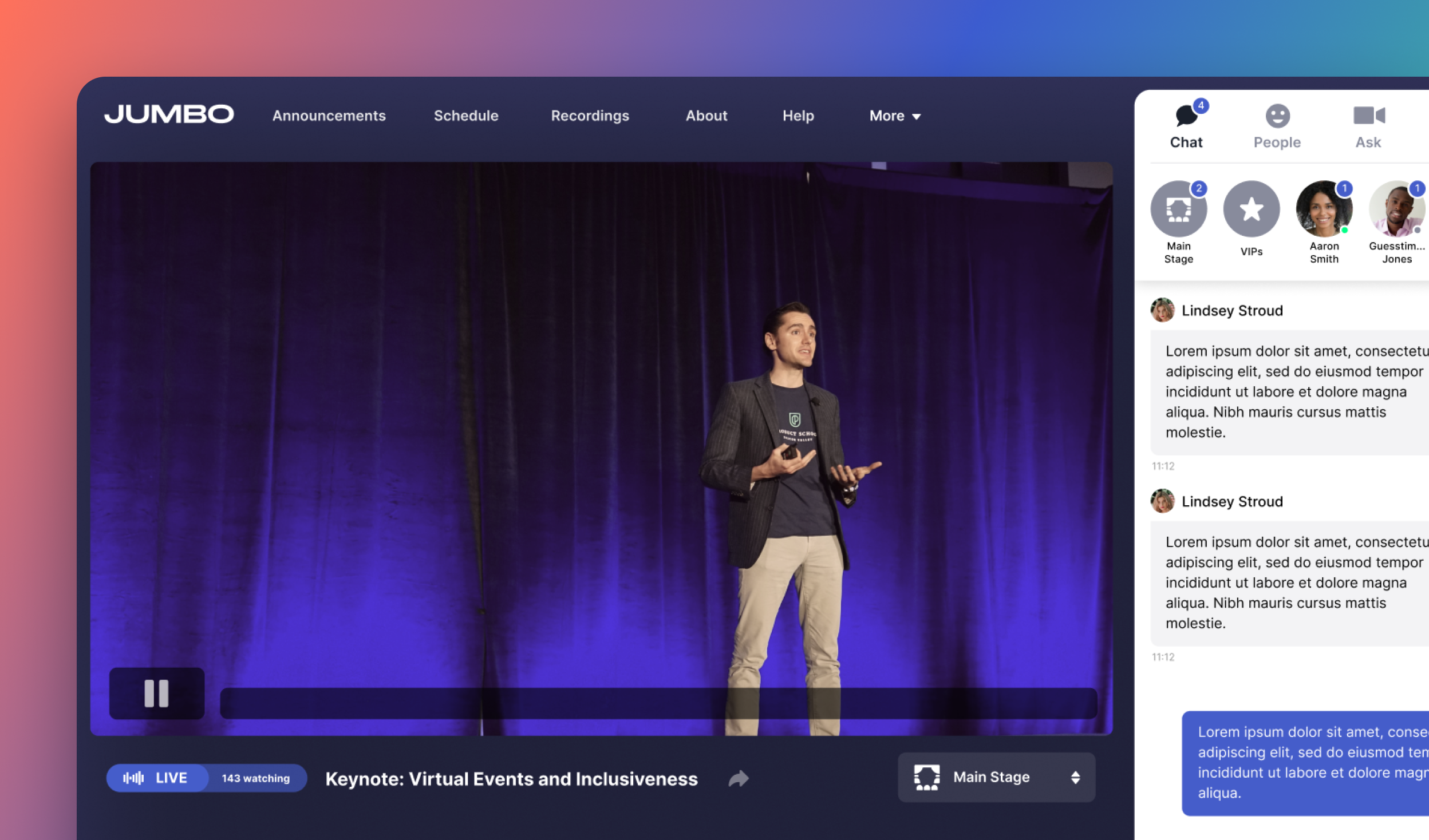 Jumbo events platform